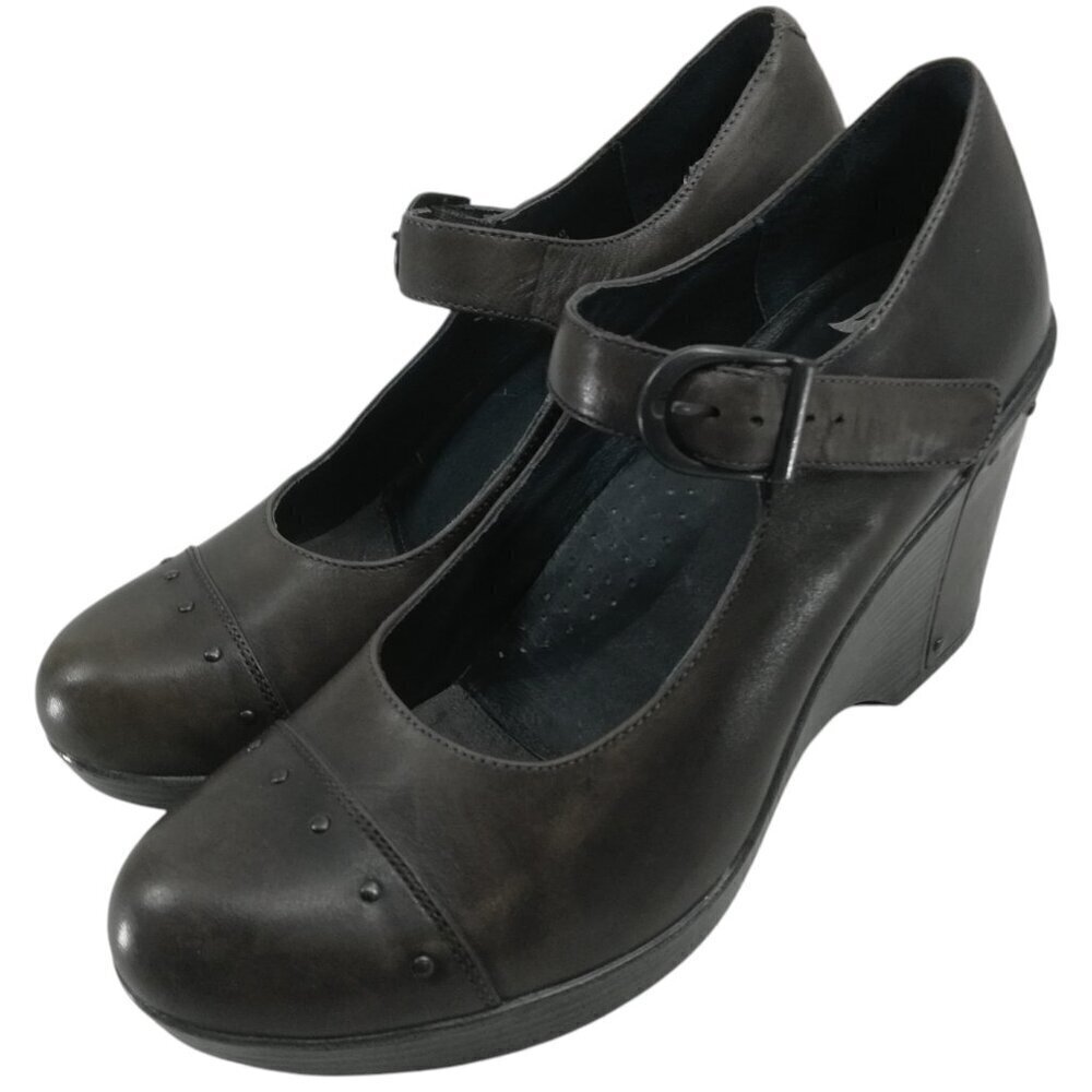 Dansko Fanny Wedge Brown Mary Jane Studded Shoes Size 40 US 10 Pumps Comfort